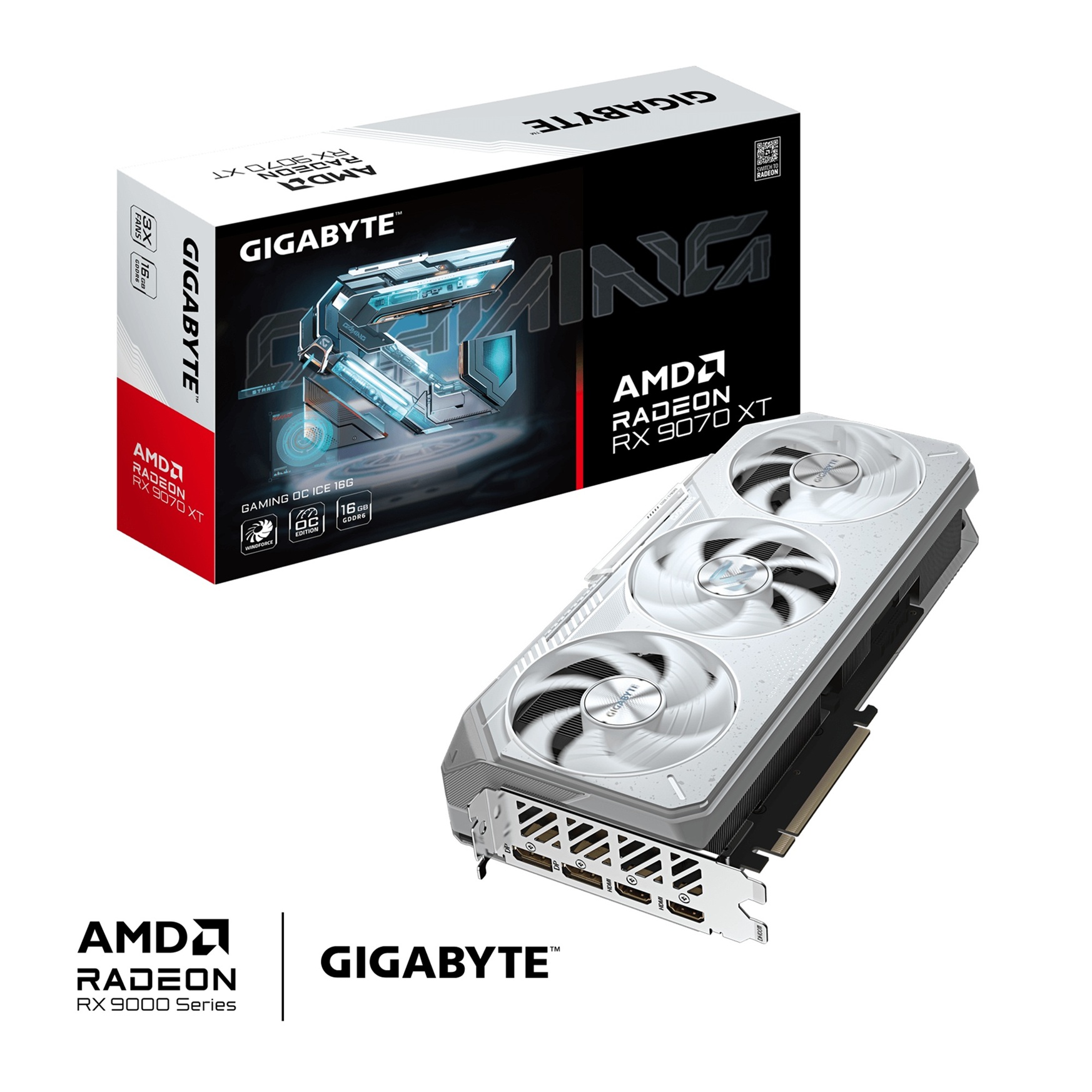 Kartelë grafike Gigabyte Radeon RX 9070 XT Gaming OC Ice, 16GB GDDR6, e bardhë