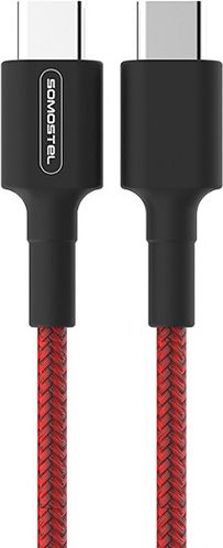 Kabllo USB Somostel USB C në USB C, 1m, 3.6A Power Delivery, e kuqe