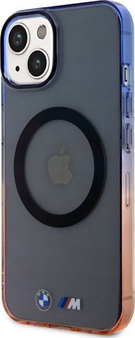 Këllëf telefoni BMW Gradient Bumper MagSafe për iPhone 14 Plus, polikarbonat dhe TPU, gri