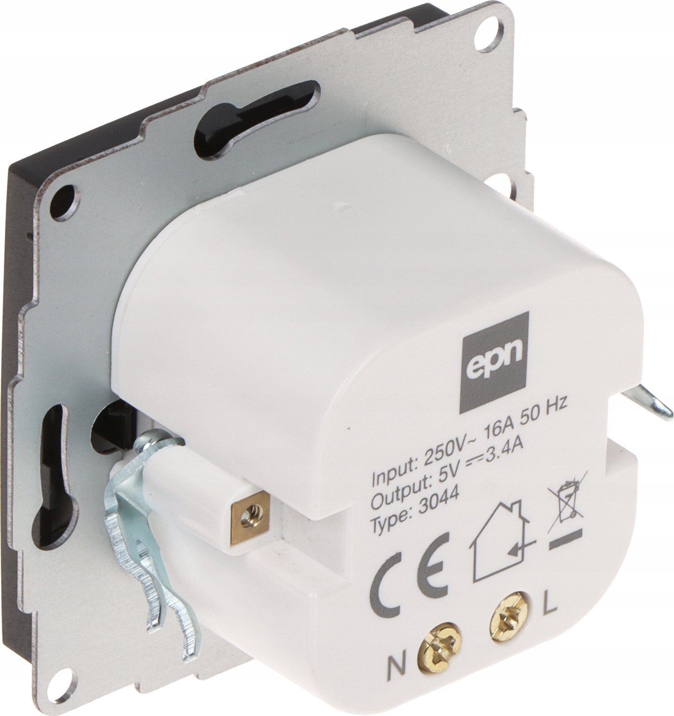 Prizë karikimi Elektro-Plast SANTRA 4108-19 EPN, 2x USB-A 1x USB-C, 5V 3.4A, e zezë