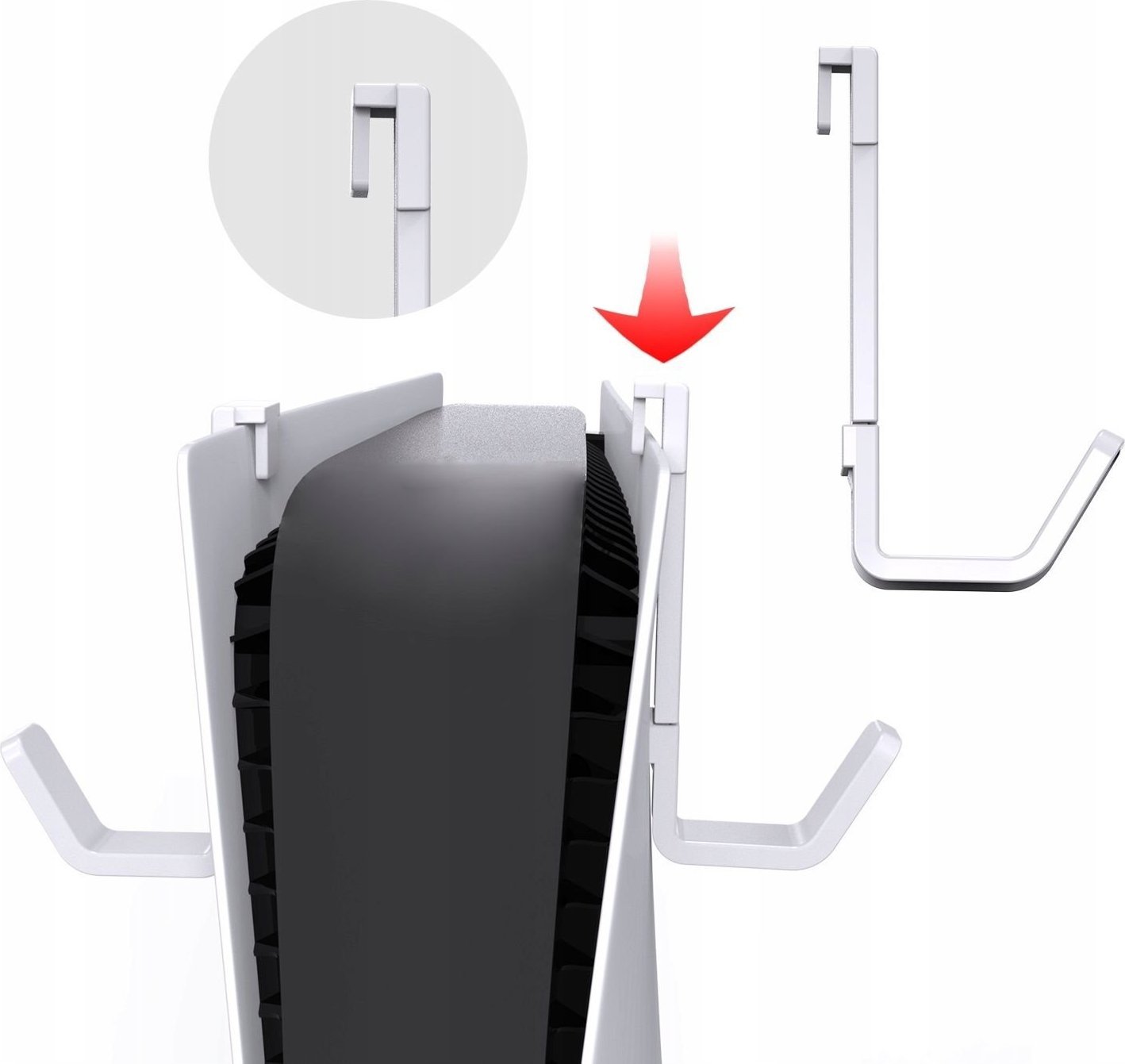 Varëse me 2 mbajtëse për kufje dhe aksesorë, për Sony PlayStation 5, vetëngjitëse, e zezë