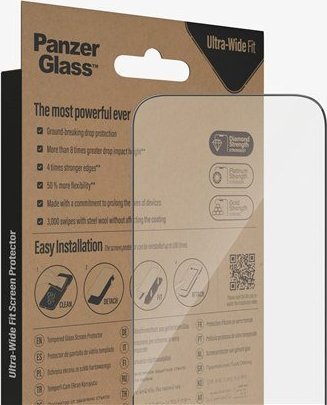 Mbrojtës ekrani PanzerGlass Ultra Wide Fit, për iPhone 14 Pro 6.1", antibakterial, transparent