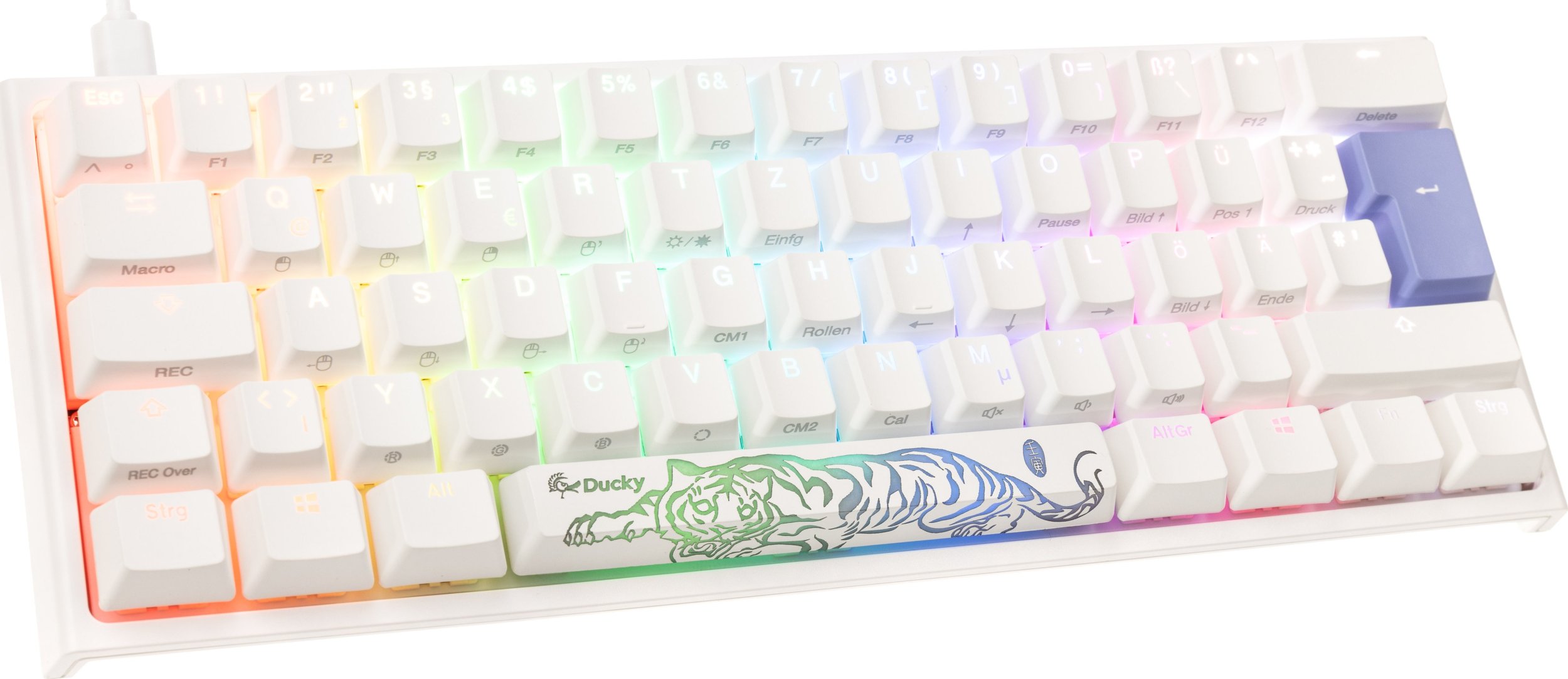 Tastierë gaming Ducky One 2 Pro Mini White Edition, mekanike Cherry MX Blue, RGB, e bardhë