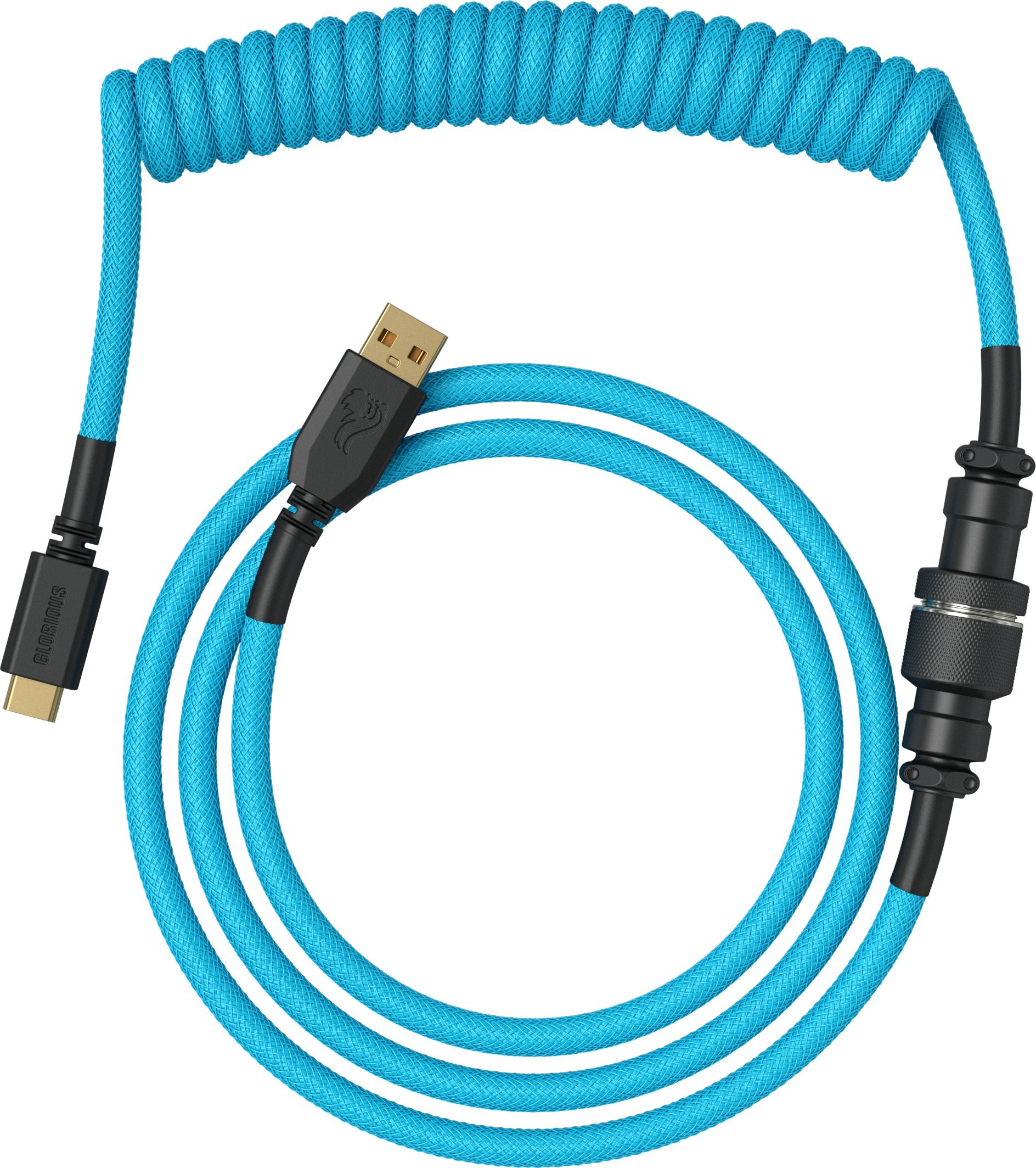 USB кабел Glorious GLO-CBL-COIL-EB, USB A во USB C, 1.36 m, светло сина