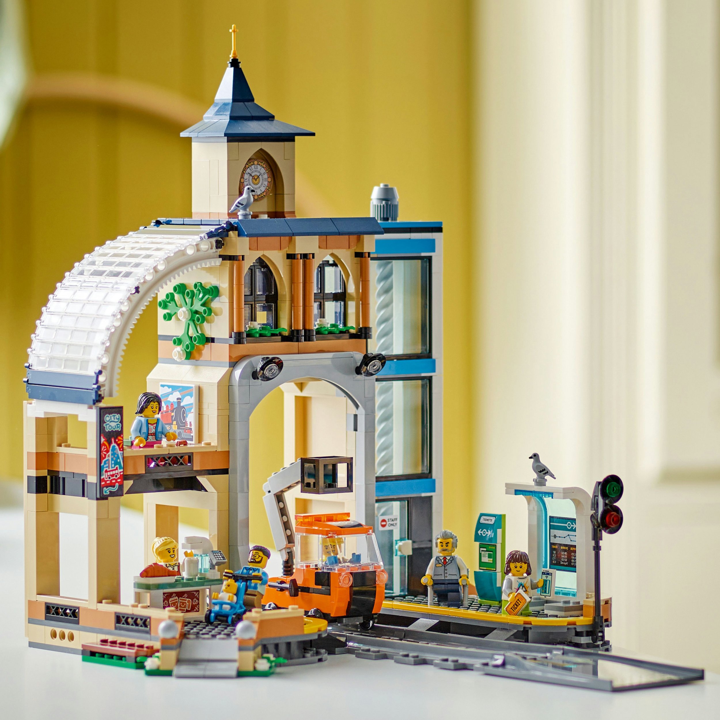 Set ndërtimi Central Train Station, model stacion treni, për fëmijë, shumëngjyrësh