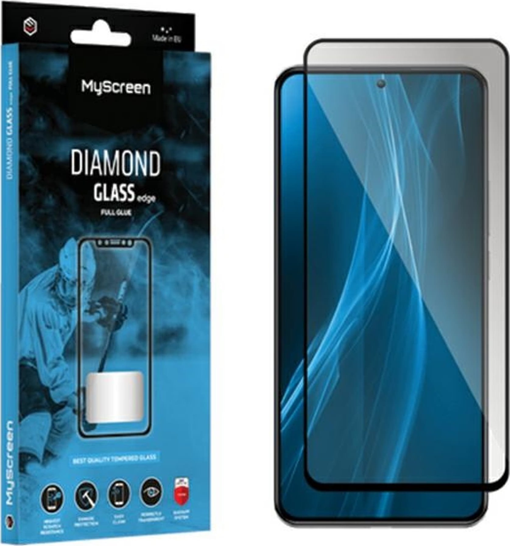 Mburojë ekrani DIAMOND GLASS për Xiaomi Poco X6 X6 Pro, Full Glue, 9H, e zezë