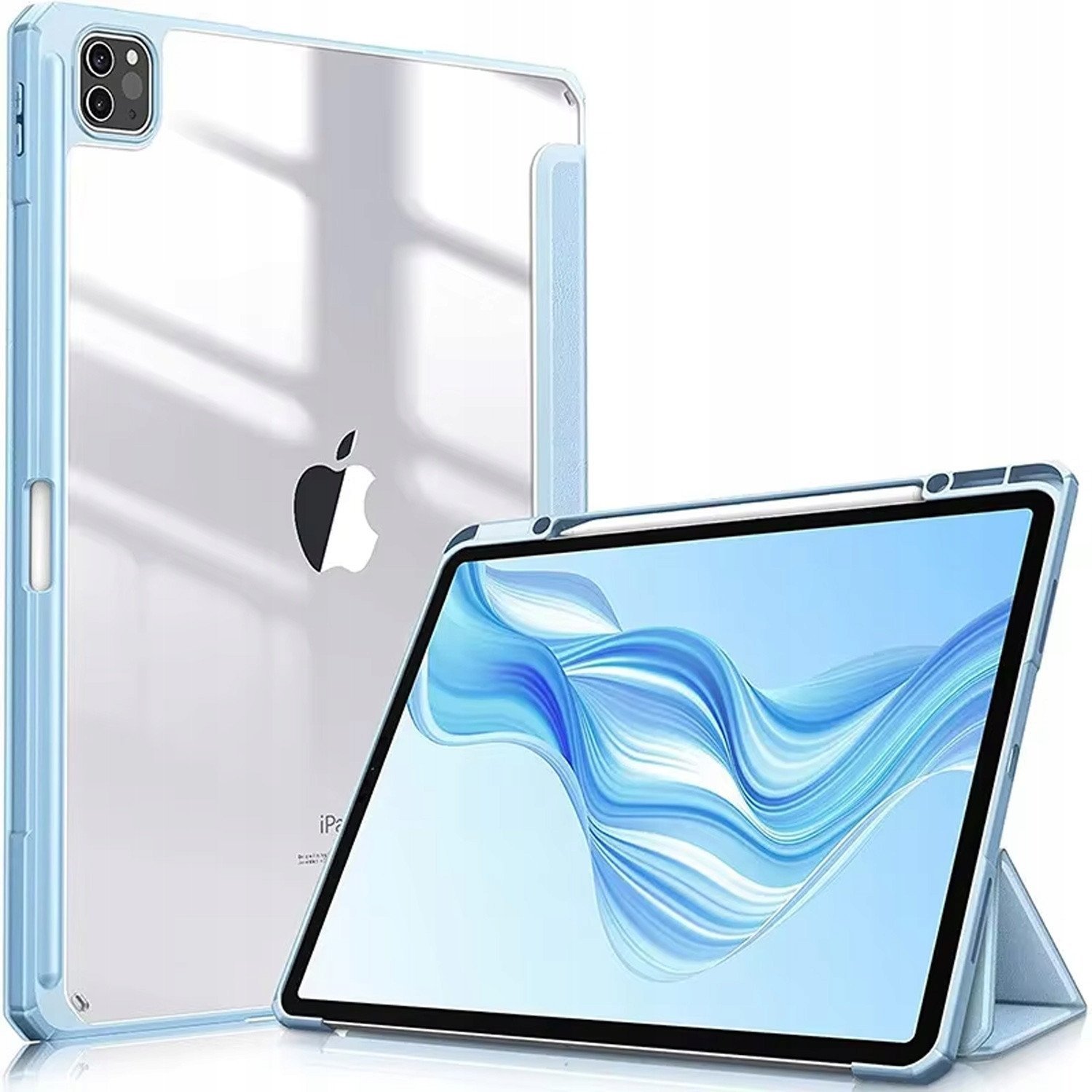 Këllëf për tablet Hard Crystal, për iPad Pro 11 Gen 5 2024, funksion sleep wake, me stand, blu