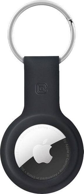 Mbajtëse Crong Silicone Case me varëse për Apple AirTag, silikon, me unazë çelësash, e zezë