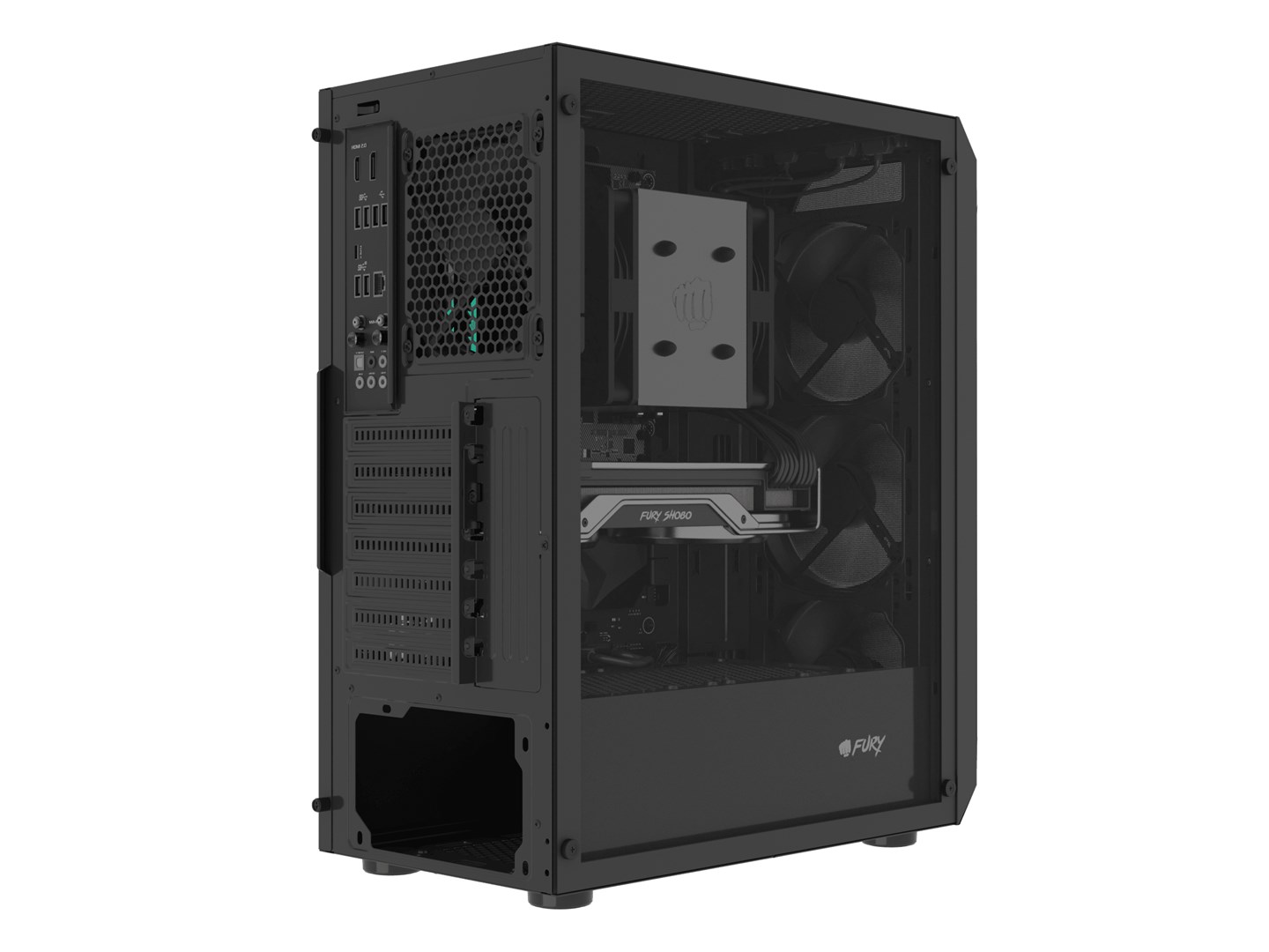 Kuti kompjuterike Fury Shobo SH4F, ATX, 4x120mm PWM, xham i temperuar