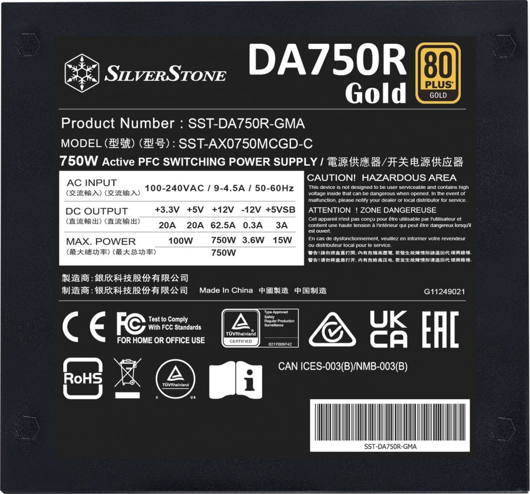 Burim energjie SilverStone DA750R Gold SST-DA750R-GMA ATX 3.0, 750W