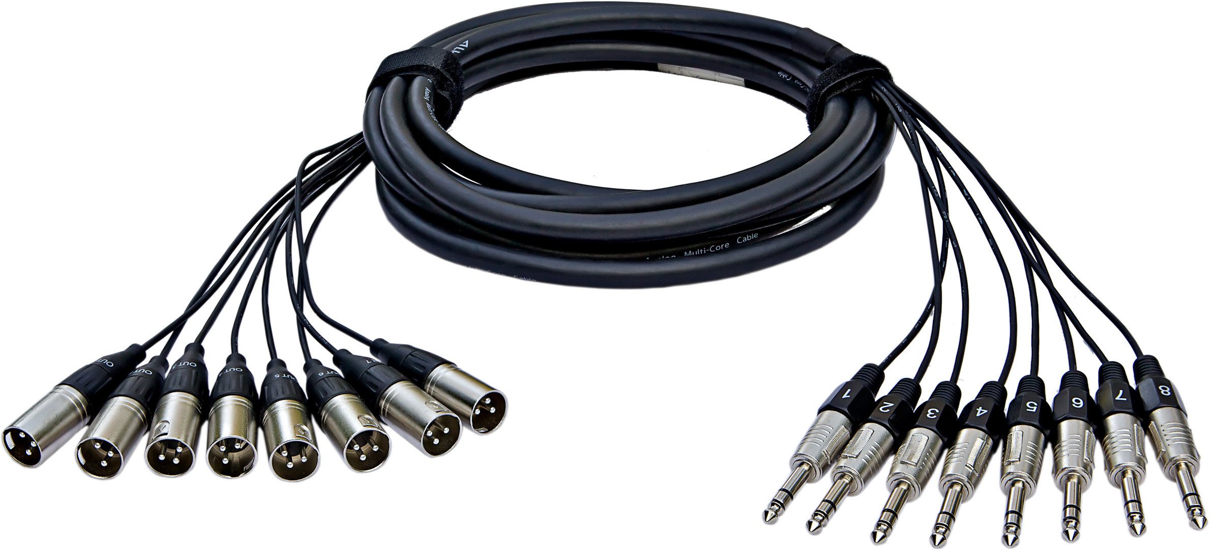 Kabllo audio Alva, multi-core 6.5 ft, 8x XLR në 8x TRS, e zezë