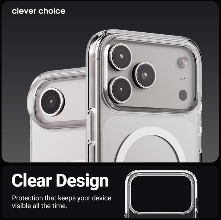 Kapotë telefoni Crong Clear MAG, për iPhone 17 Pro Max, MagSafe, transparente