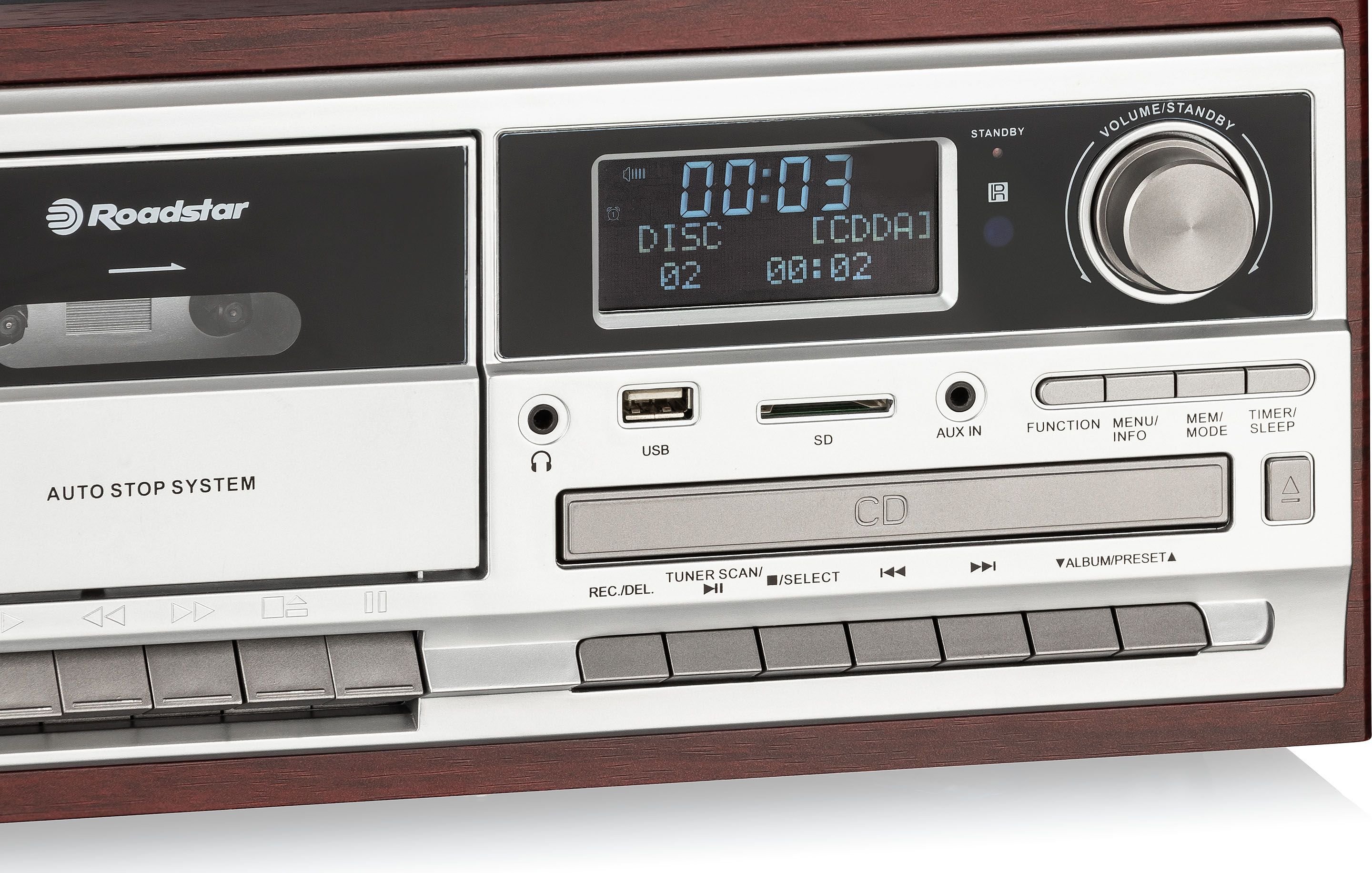 Mikrosistem muzikor Roadstar HIF-8892B+BT, Bluetooth, CD USB SD PLL, kafe