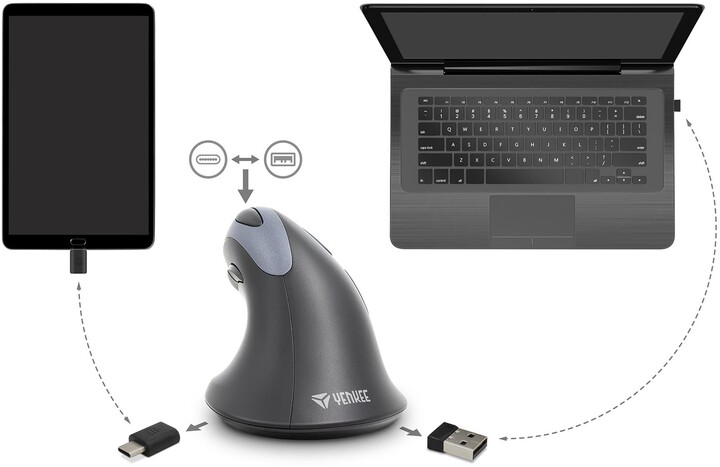 Maus vertikal YENKEE ErgoSnug, i hirtë