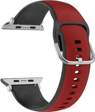 Rrip ore Beline për Apple Watch, 38 40 41mm, lëkurë dhe silikon, kuqezi