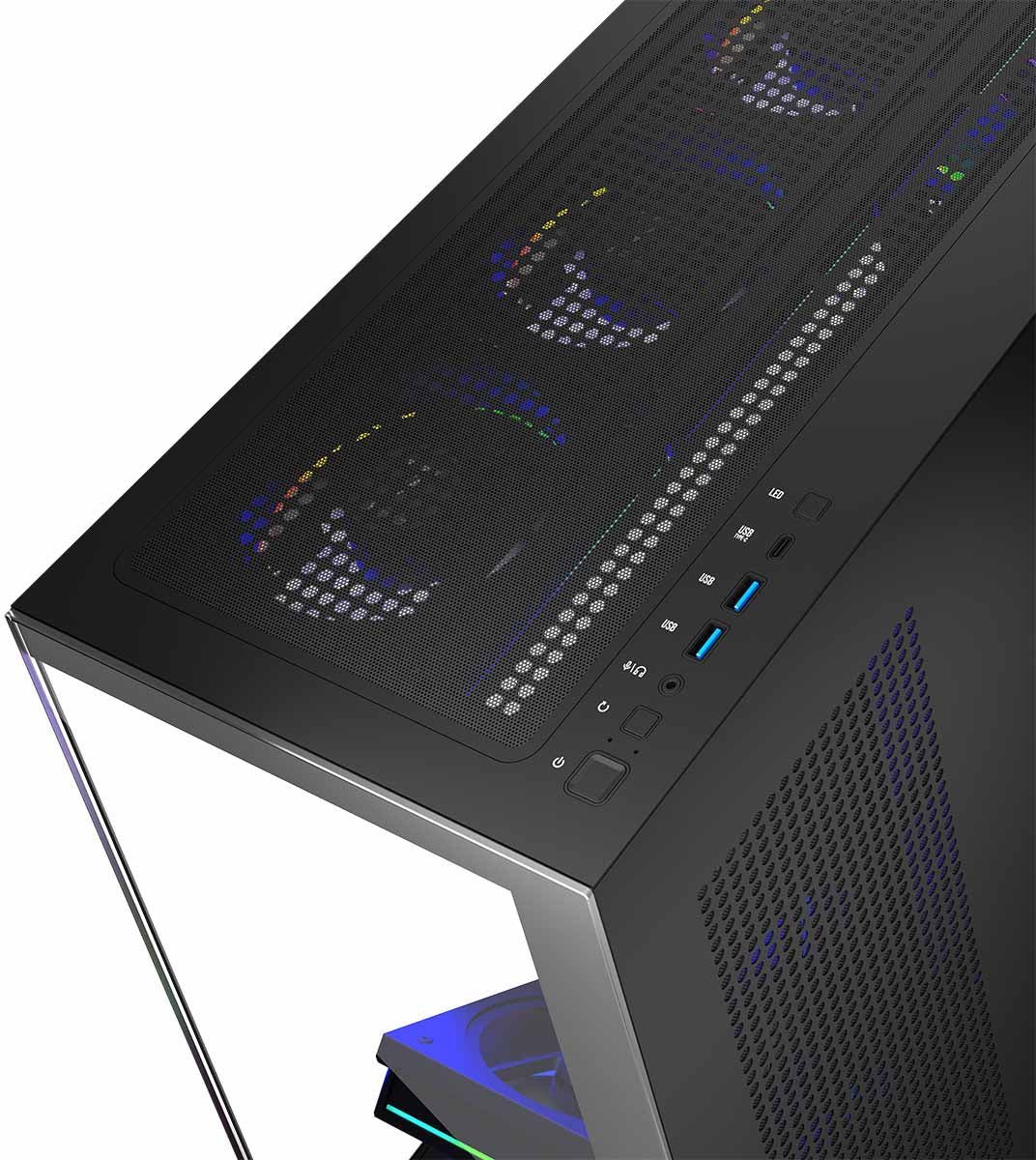 Kuti kompjuteri Modecom Stellar 8F ARGB 10, MIDI Tower, xham i temperuar, e zezë