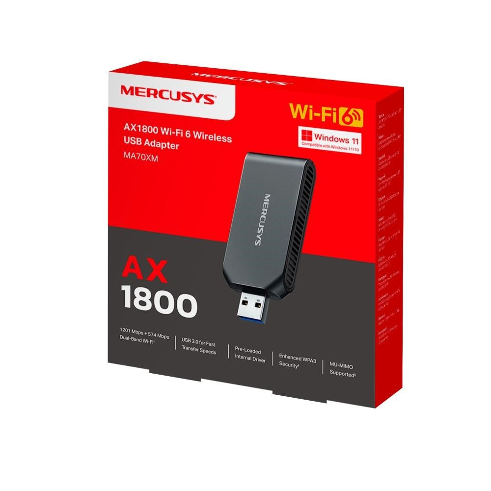 Adapter Wi Fi MERCUSYS MA70XM, Wi Fi 6 AX1800, USB 3.0, i zi