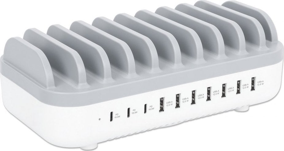Stacion karikimi Manhattan 180856, 7x USB A, 3x USB C, 120W, i zi