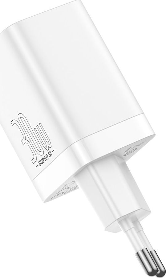Полнач за мрежа Baseus Super Si Pro BSU2902WHT, 30W, 1x USB C 1x USB A, бел