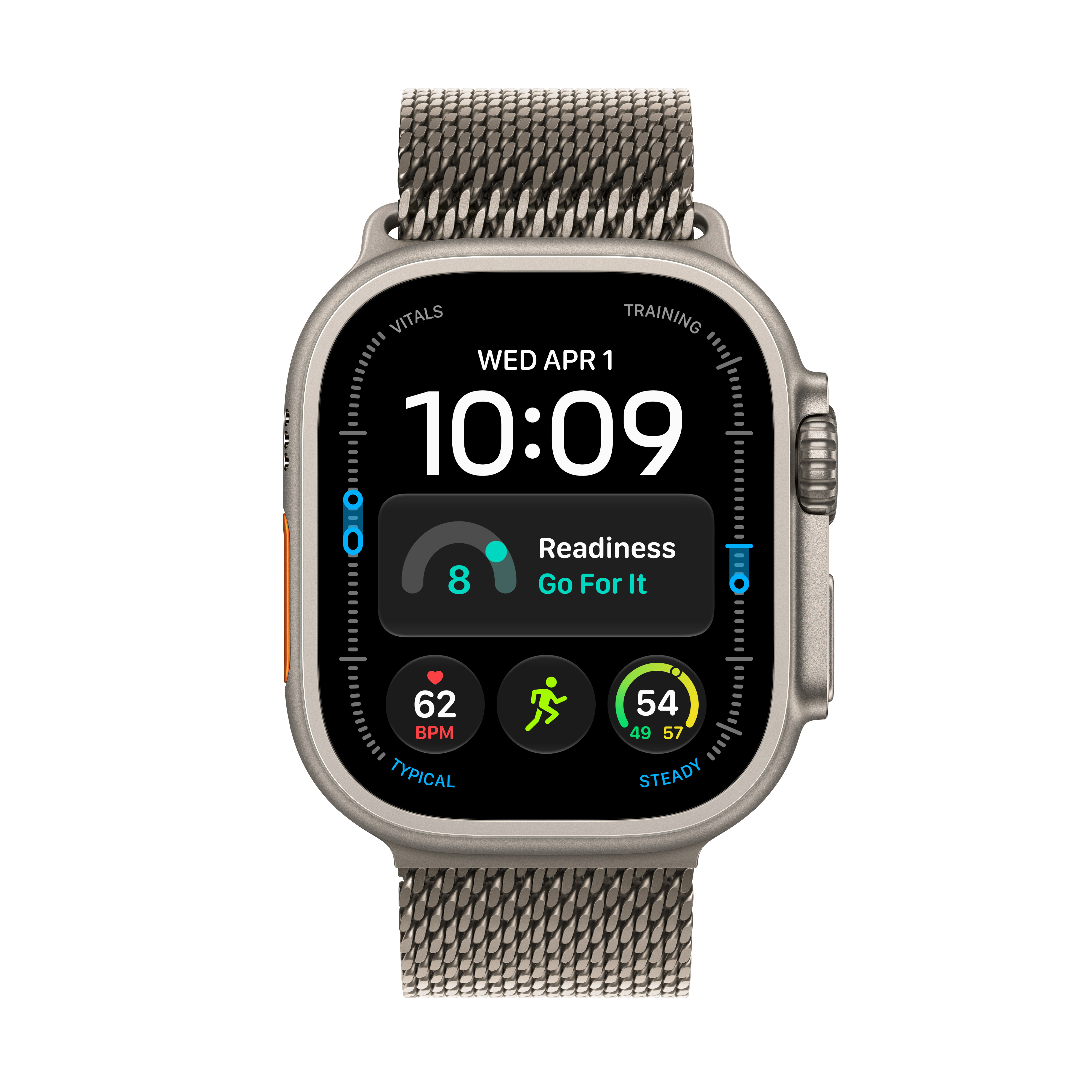 Apple Watch Ultra 4 Cellular 49mm Natural Titanium Case with Natural Titanium Milanese Loop, L