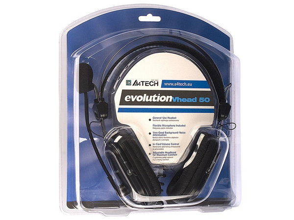 Kufje A4 Tech EVO Vhead 50, me kabllo, të zeza