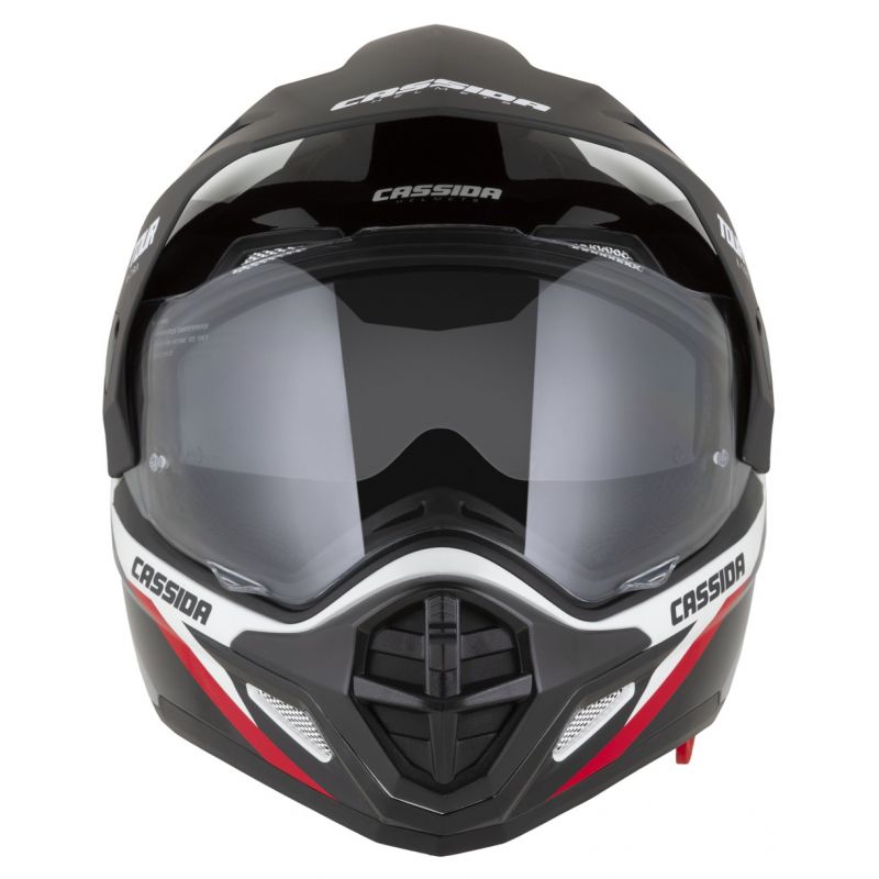 Helmetë moto CASSIDA Tour 2.0 X-tra, madhësia M, e bardhë e kuqe e zezë mat