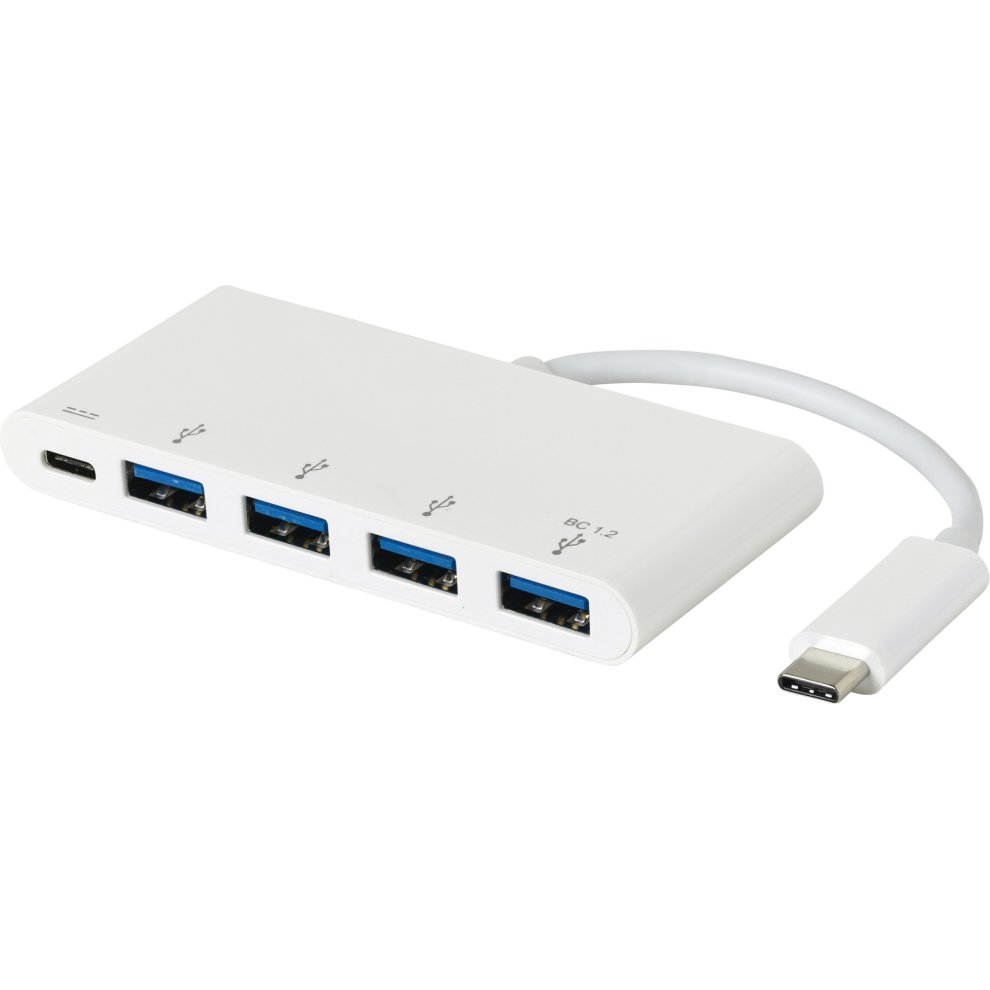 Hub USB C ESTUFF ES623007WH, 4x USB 3.0, 5 Gbps, i bardhë