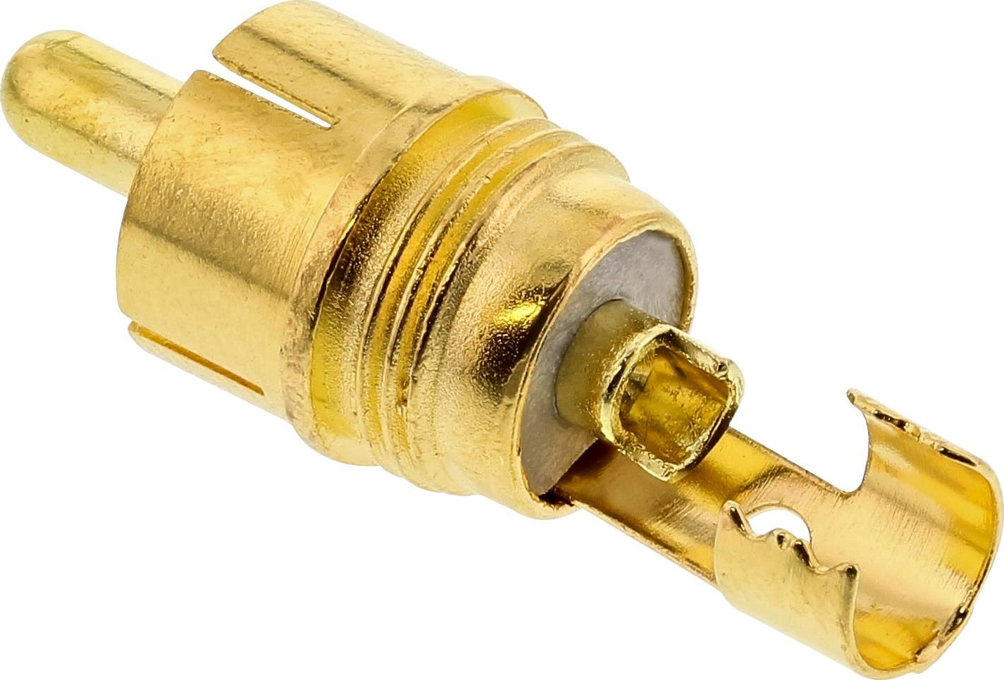 Fishe RCA InLine, prizë mashkull metalike për saldim, për kabllo 6mm, argjendtë