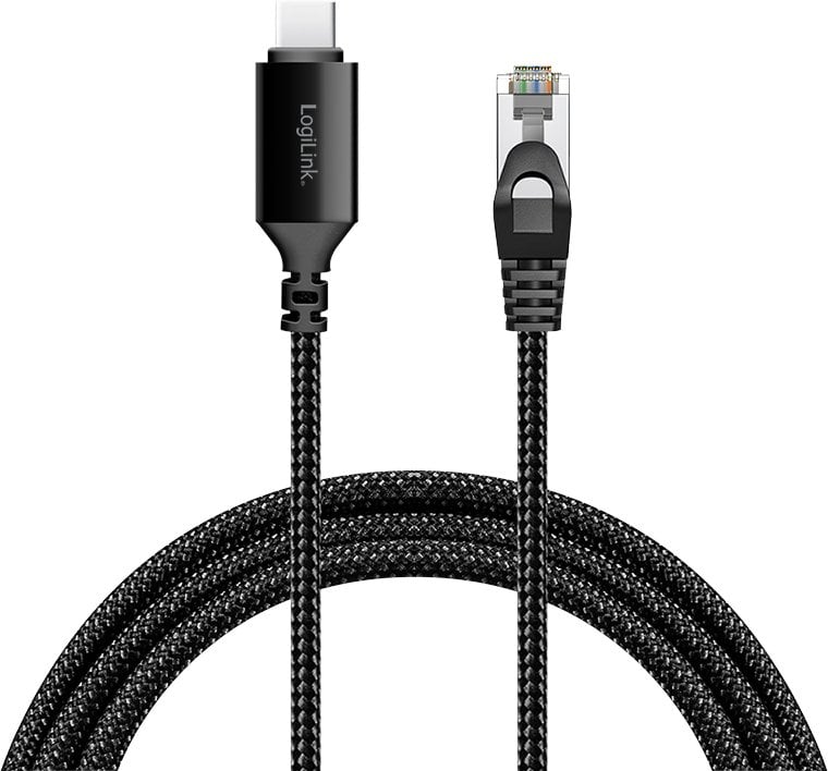Kabllo rrjeti LogiLink CU0415, USB C në RJ45, 7.5m, Cat6, i zi