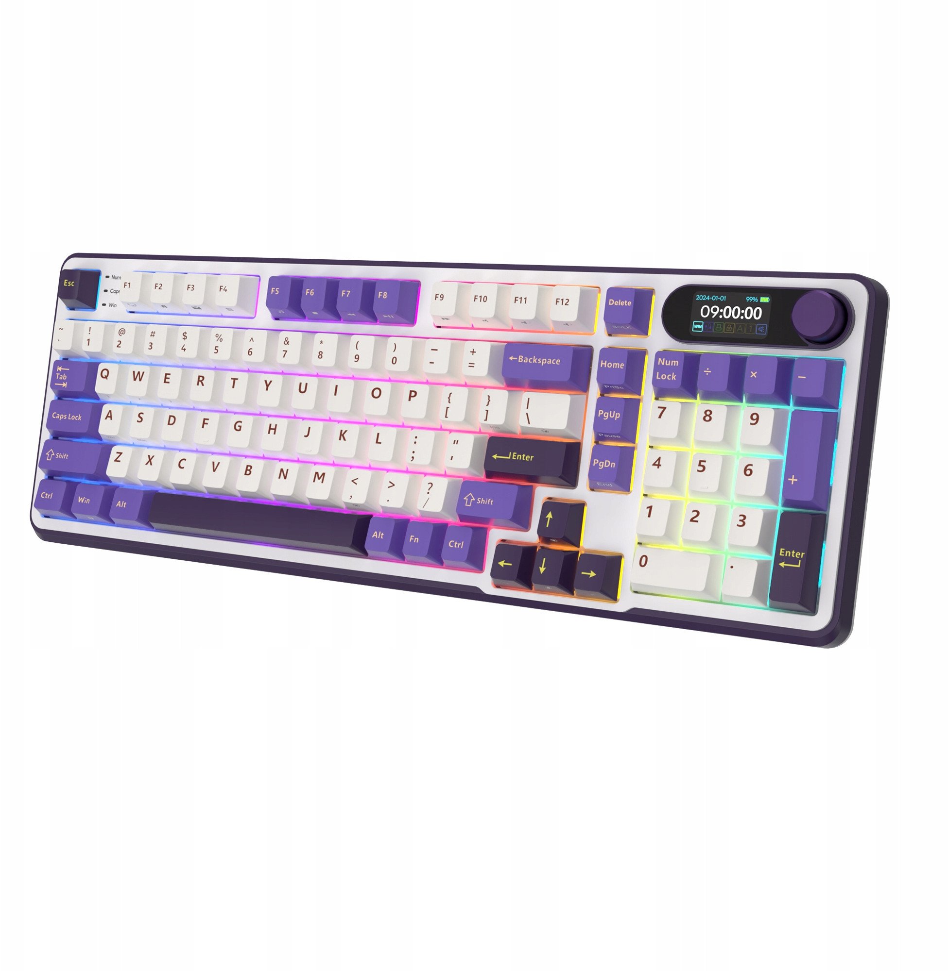 Tastierë wireless Royal Kludge RK S98, mekanike 75%, RGB, e bardhë vjollcë