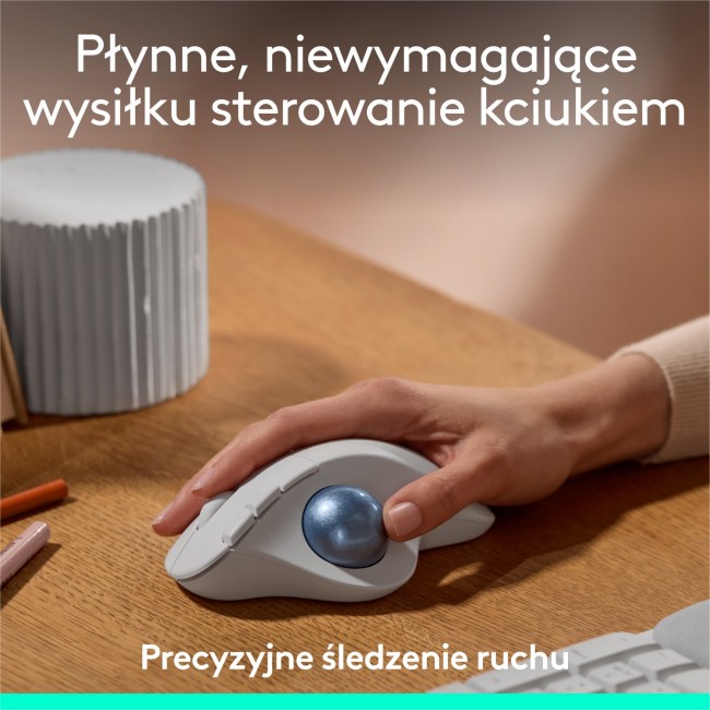 Maus wireless Logitech ERGO M575S, trackball, ergonomik, i bardhë