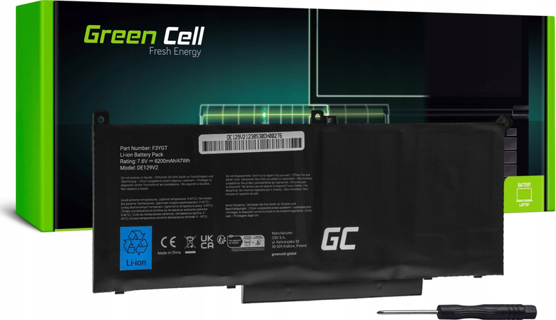 Bateri laptopi Green Cell PW23Y, 7.6V, 5400mAh, për Dell XPS 13 9360