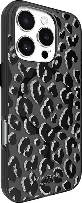 Mbrojtëse telefoni Kate Spade New York City Leopard MagSafe, për iPhone 16 Pro, e zezë