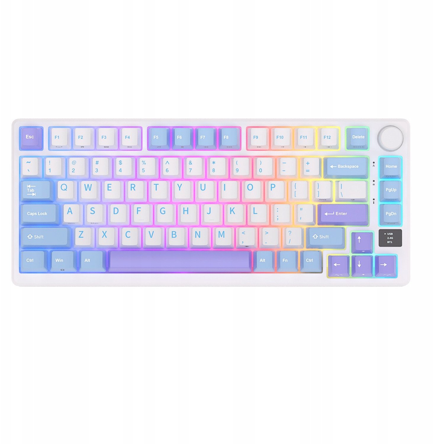 Tastierë mekanike Royal Kludge M75, wireless 2.4G, 80% 75%, Taro Milk Brown