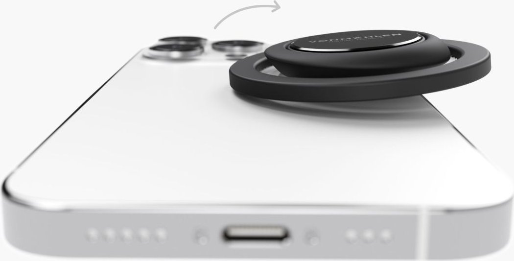 Mbajtës magnetik për smartphone VONMÄHLEN Backflip Mag, me unazë gishti, kompatibil me MagSafe, i zi