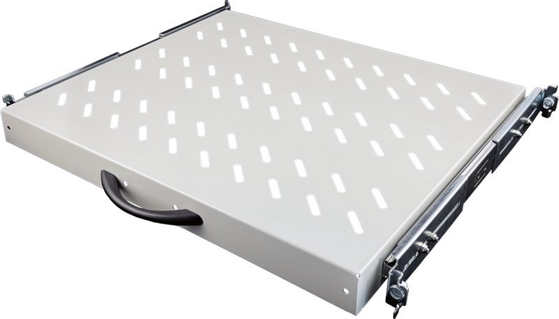 Извлекувачка полица 19" 1U, длабочина 370mm, 25kg, сива