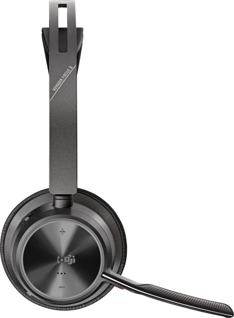 Kufje Bluetooth HP Poly Voyager Focus 2, Microsoft Teams, USB C me adapter USB A, me bazë karikimi, të zeza