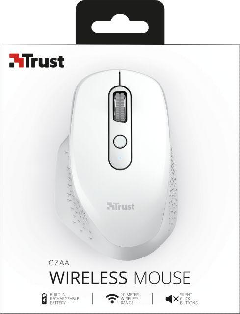 Maus Trust Ozaa, wireless, USB, i bardhë