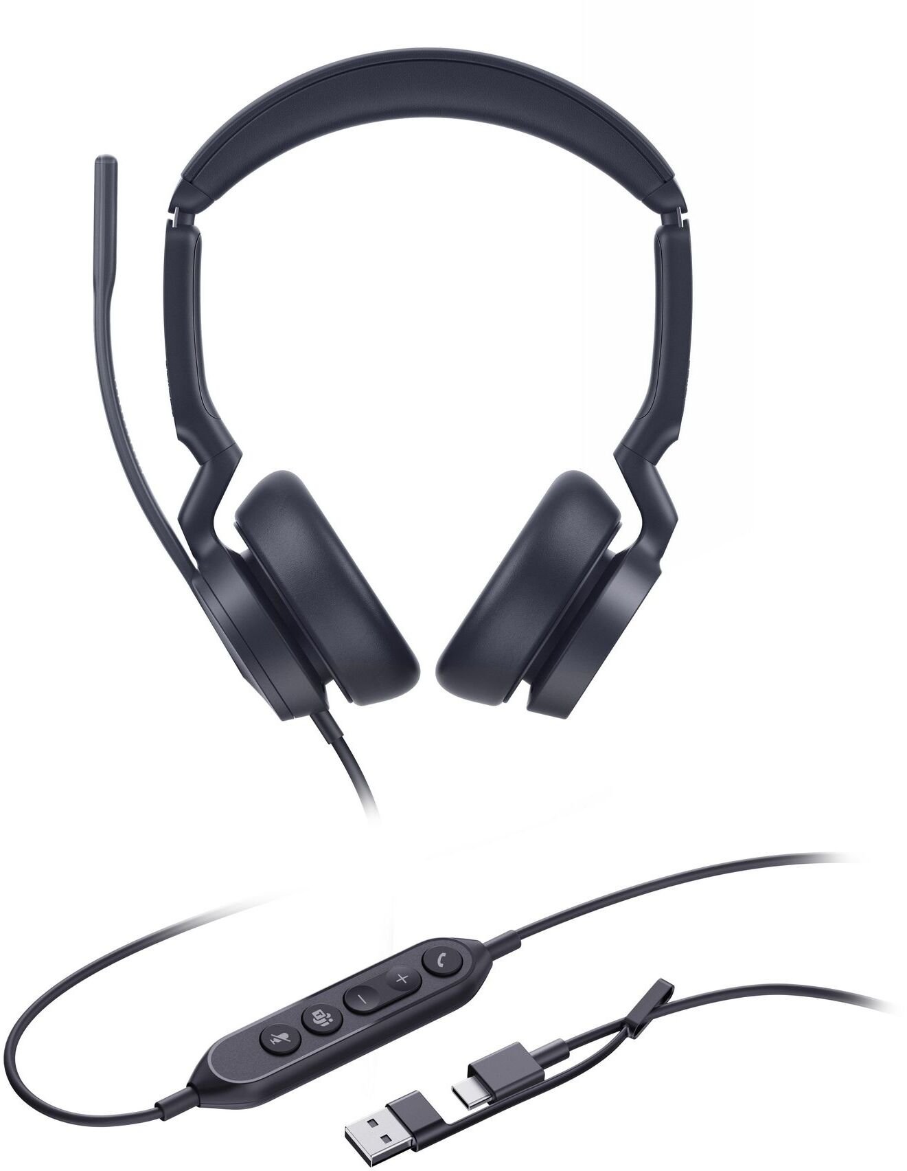 Kufje Yealink UH46 Dual Teams, USB A C, me mikrofon, të zeza