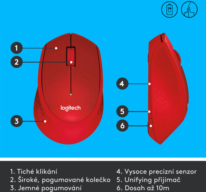 Maus pa kabllo Logitech M330, i kuq