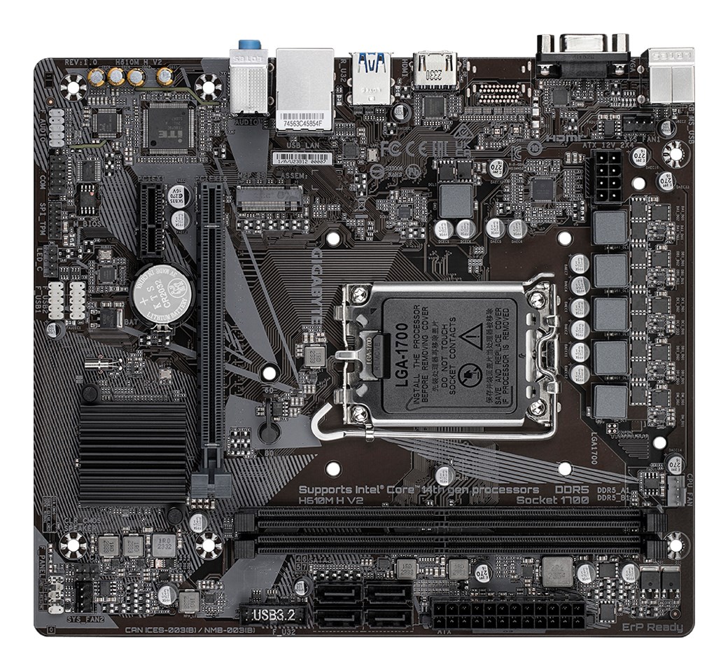 Pllakë amë Gigabyte H610M H V2, DDR5, LGA 1700, e zezë
