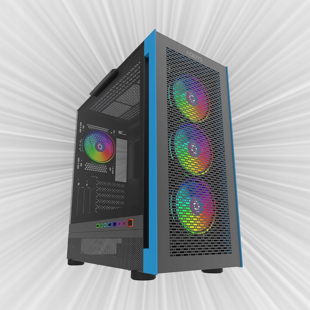 Karcera PC Aqirys Sargas Mid Tower, xham i temperuar, kontrollues ventilatorësh, e zezë
