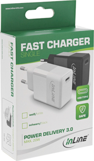 Karikues USB InLine Single USB Type C, Power Delivery 20W, i zi