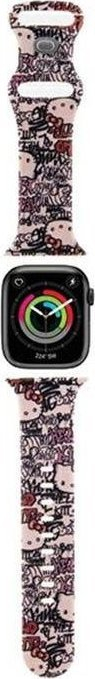 Rríp për Apple Watch Hello Kitty Pattern Print, silikon, Series 1 8 SE, rozë
