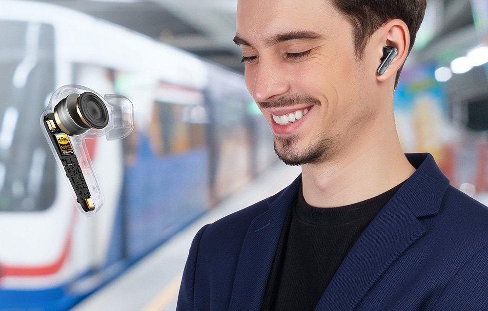 Kufje TWS EarFun Air2, pa tela, me kuti karikimi, të zeza