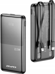 Powerbank Awei P76K, 10000mAh, 22.5W, ekran digjital LED, i zi