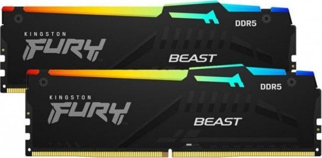 Memorie Kingston Fury Beast RGB, DDR5, 16 GB, 6000 MHz, CL30, KF560C30BBEAK2-16