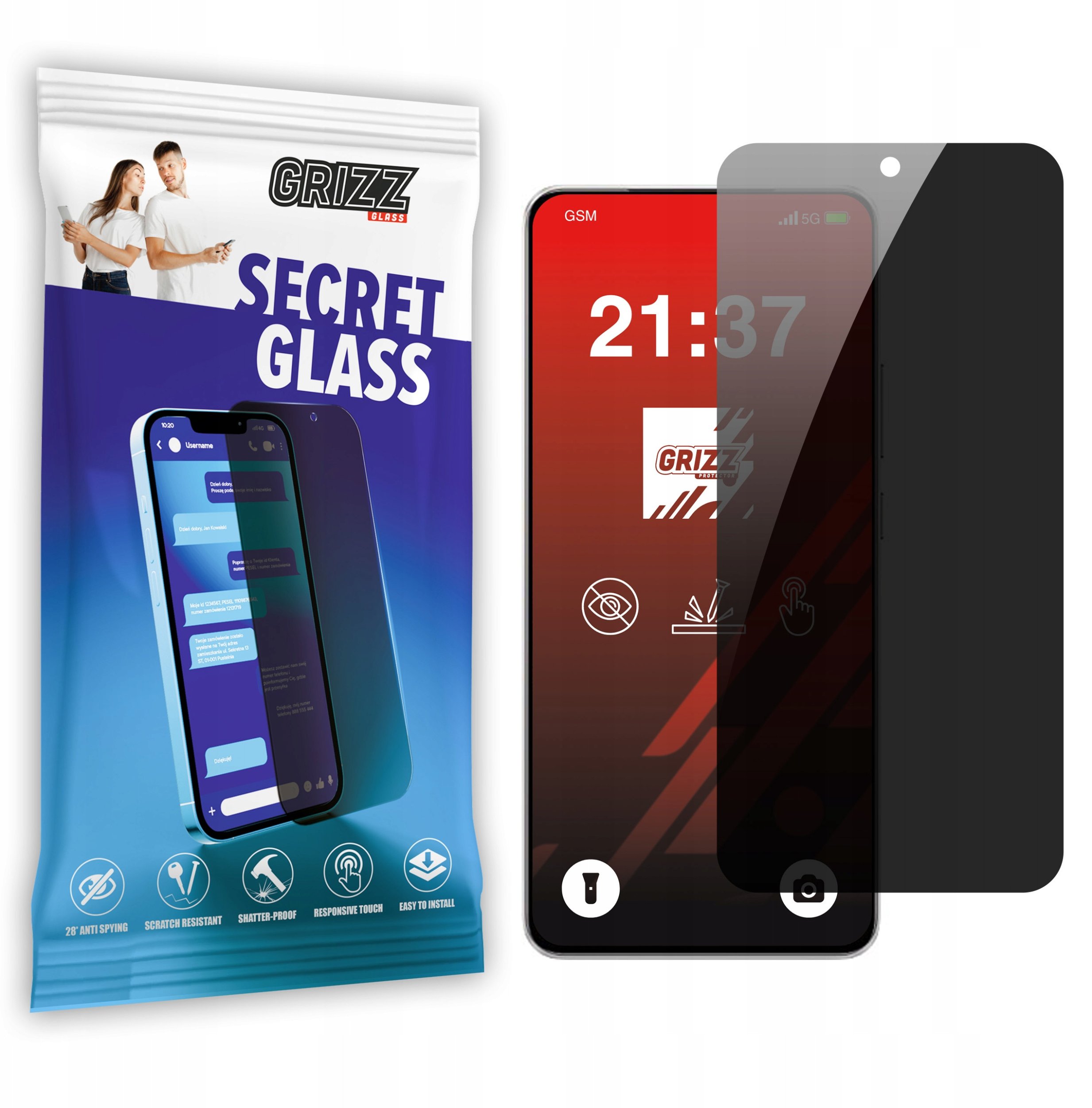 Xham privatësie Grizz SecretGlass për Vivo IQOO Neo10, mbrojtës ekrani, xham qeramik transparent