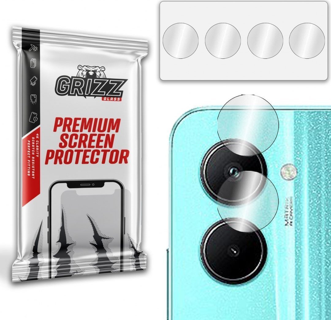 Xham mbrojtës për kamerë GrizzGlass Grizz Realme C33, hibrid, transparencë e lartë, transparent