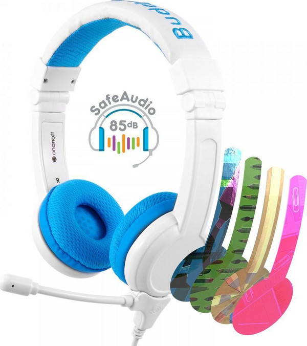 Kufje BuddyPhones School+, të kaltra/bardha